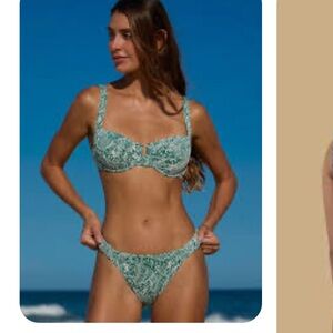 NWT - Reborn Green and White Leaf Bikini with padding Size Small